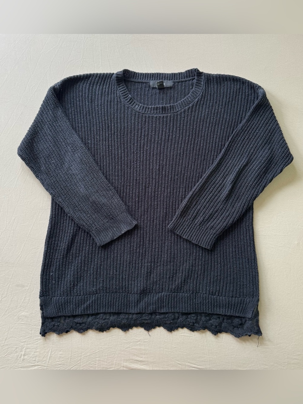 Forever 21 Gothic Lace Trim Shaker Stitch Sweater